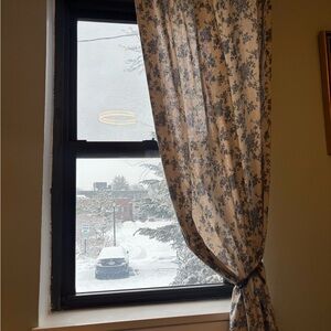 Elegant Blue Floral Curtain